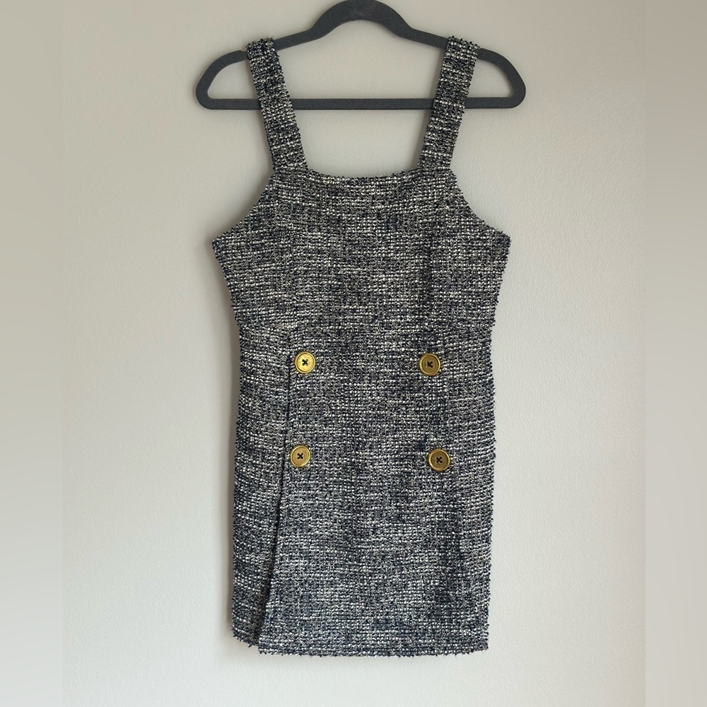 Bonnie Jean Girls Boucle Romper Dress Front Buttons Navy/white Size 8